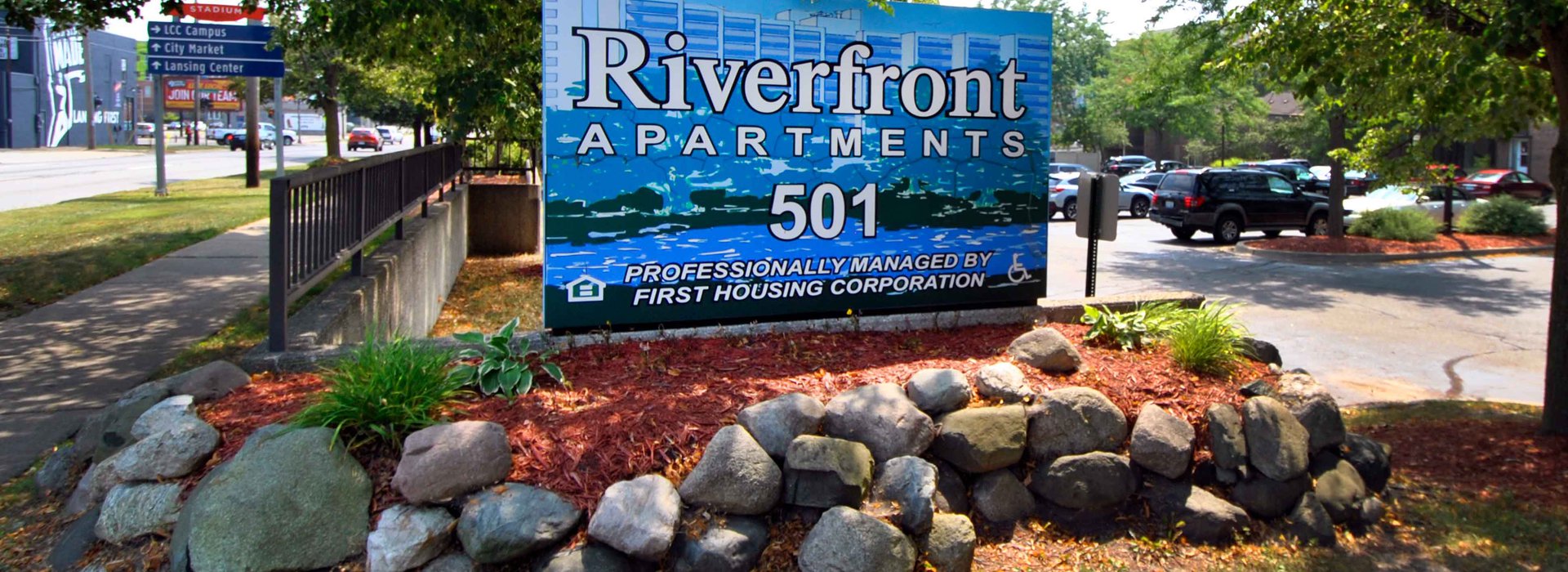 Riverfront sign